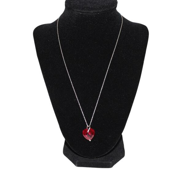 Ruby Heart 925 Sterling Silver Necklace - Picture 1 of 6